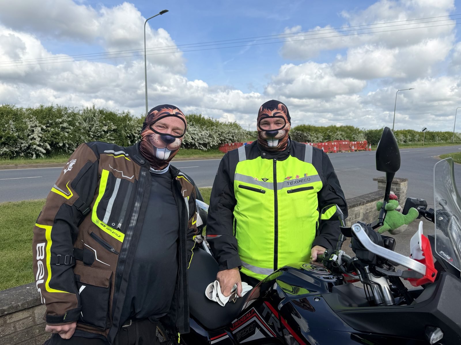 Two motorcyclists in their gear at Warley Cross Bike Night